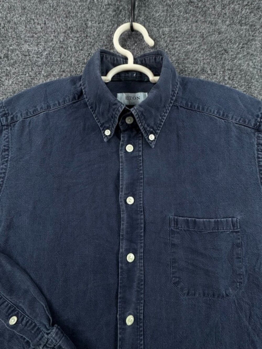 Eton Shoreditch Denim Romania All Cotton Medium Button-Down Slim Blue Solid Men